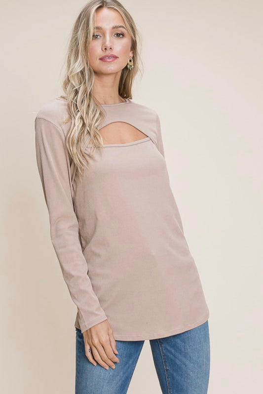 Long Sleeve Key Hole Top