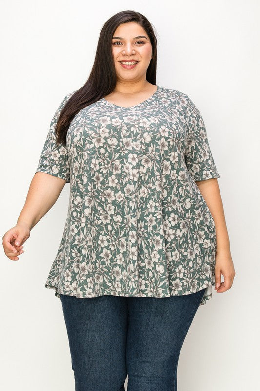 Extra Plus Size V Neck Short Sleeve Tunic Top