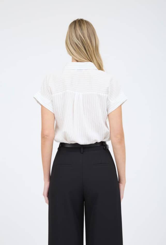 Pin stripe, short sleeve, collared shirt￼