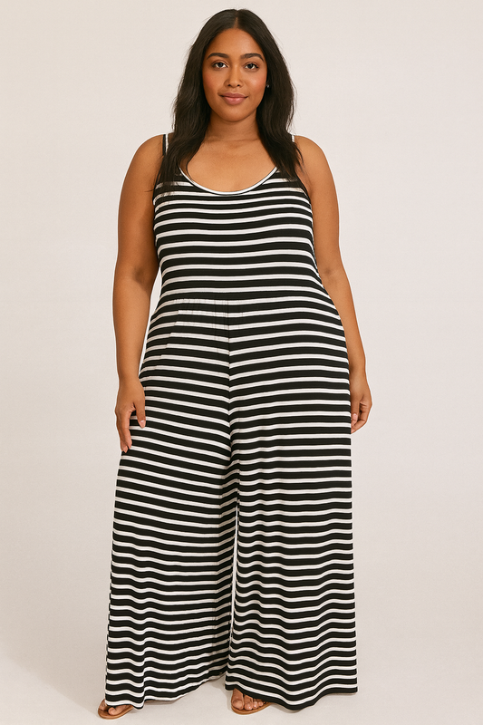 Plus Size Black/Ivory Jumpsuit