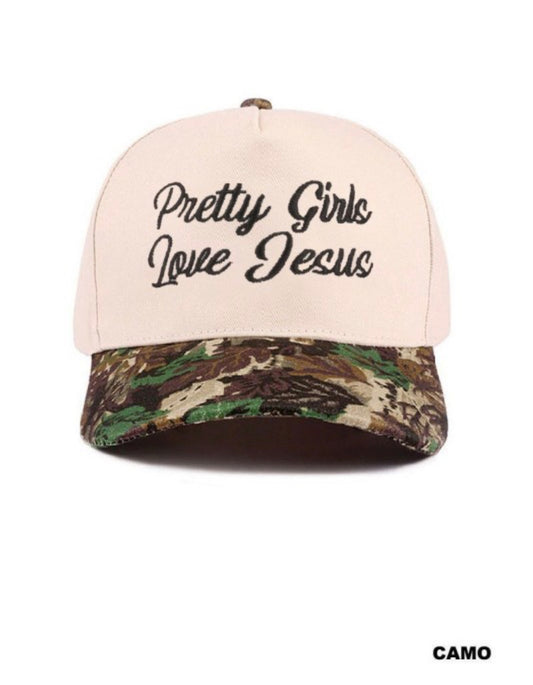 Pretty Girls Love Jesus Two Tone Cotton Hat Camo
