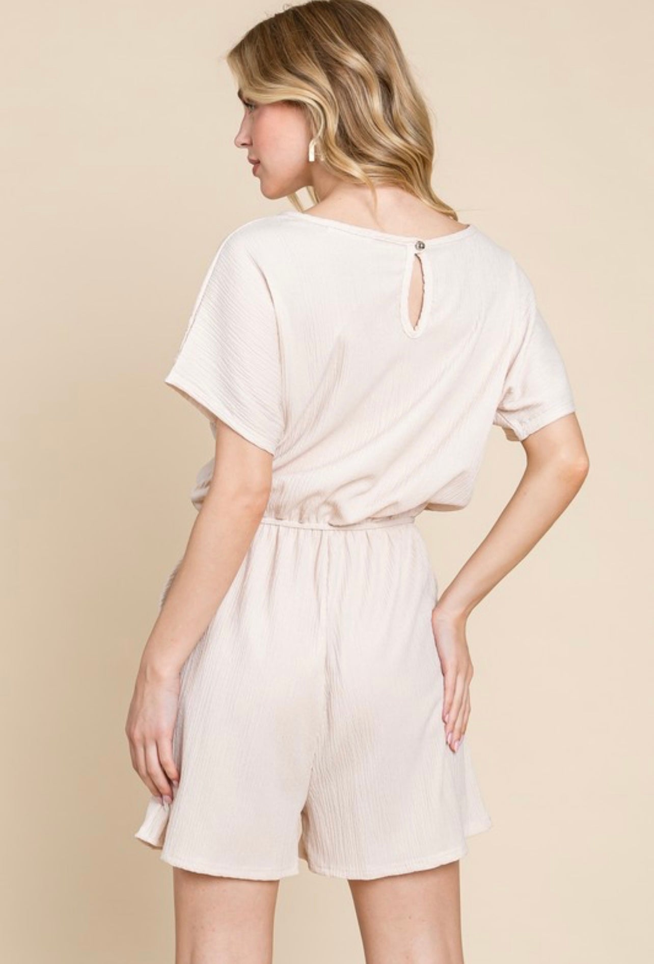 Peach crinkle romper