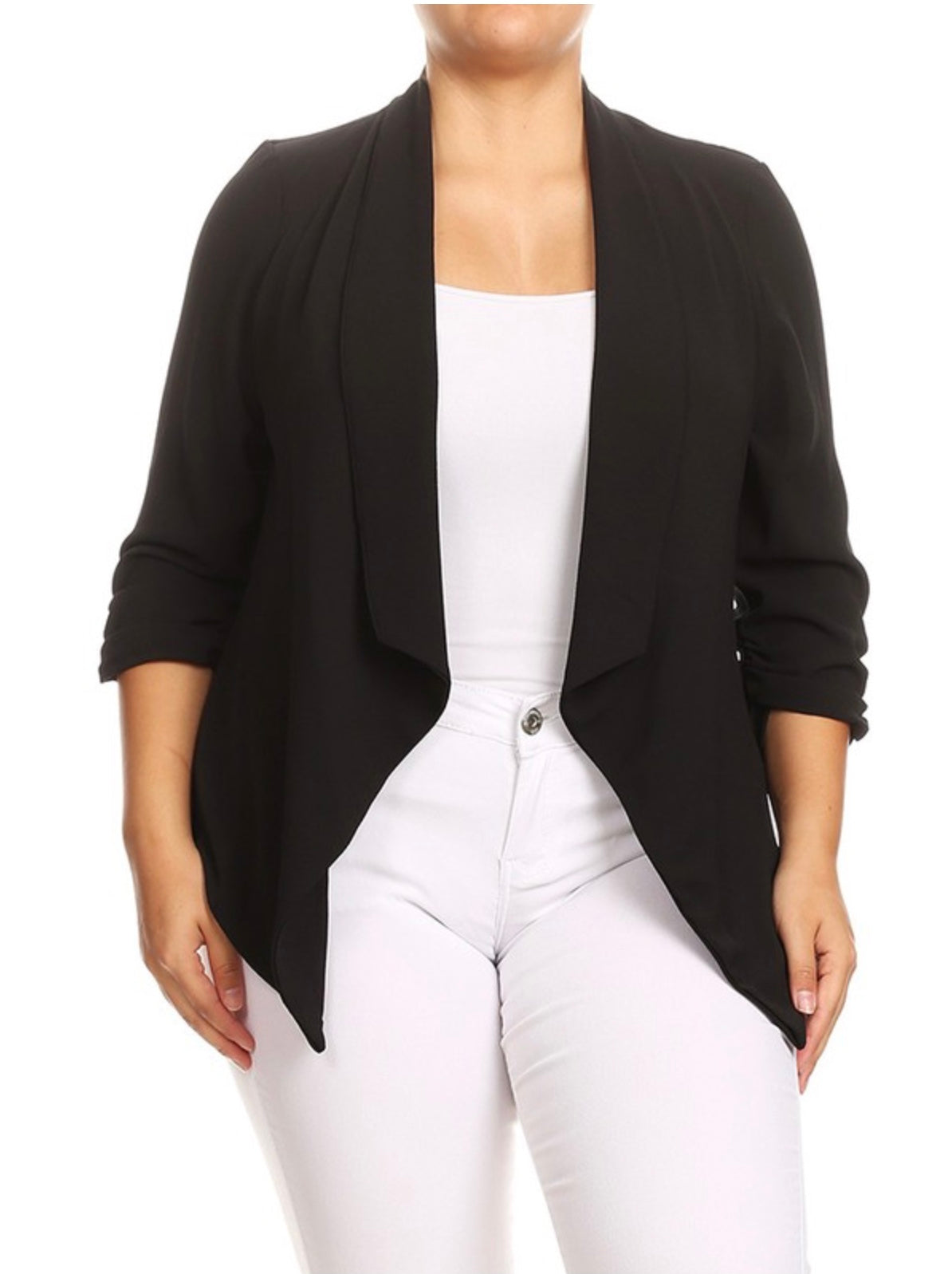 Plus Size Cardigan Blazer Black