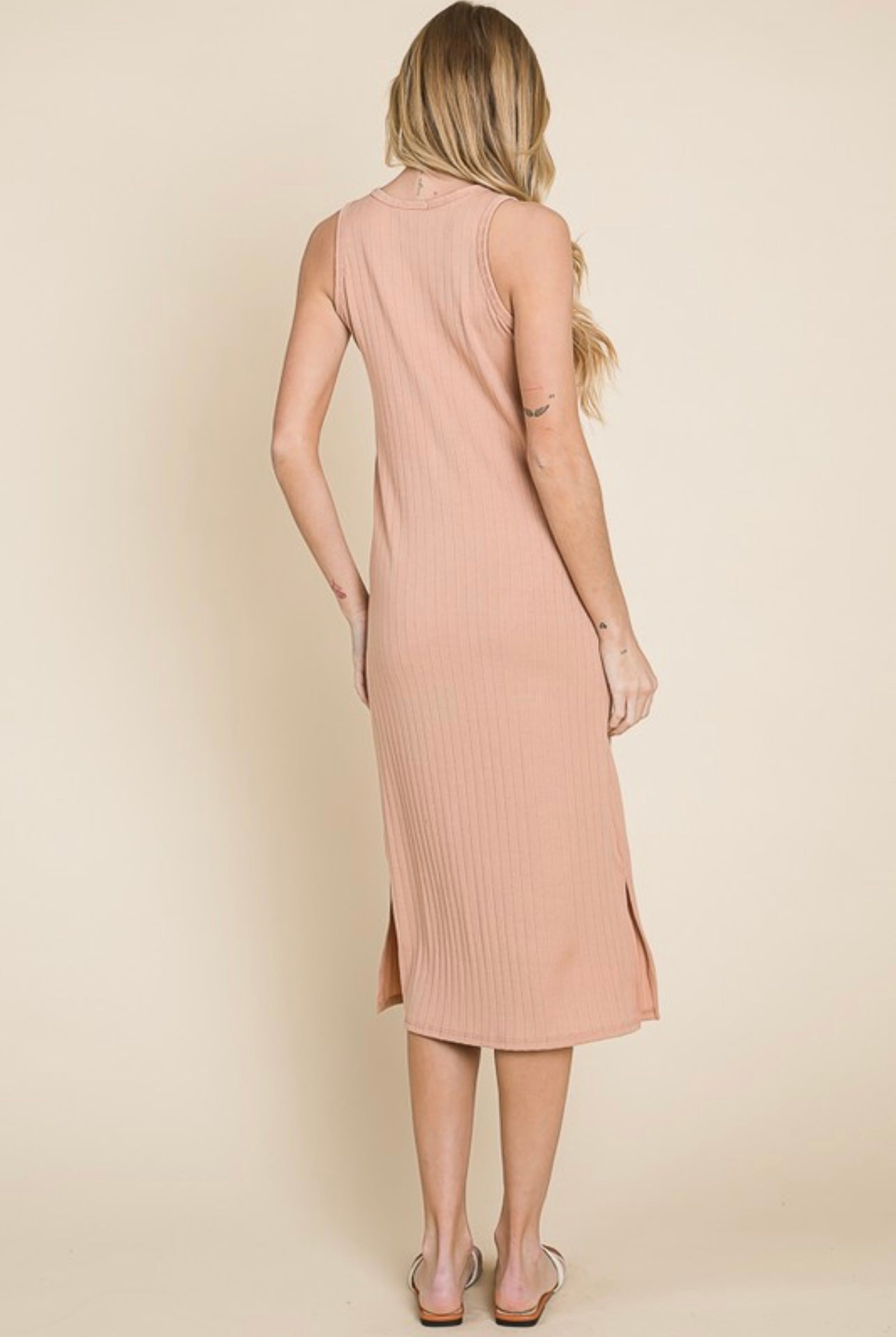 Soft ribbed knit midi dress