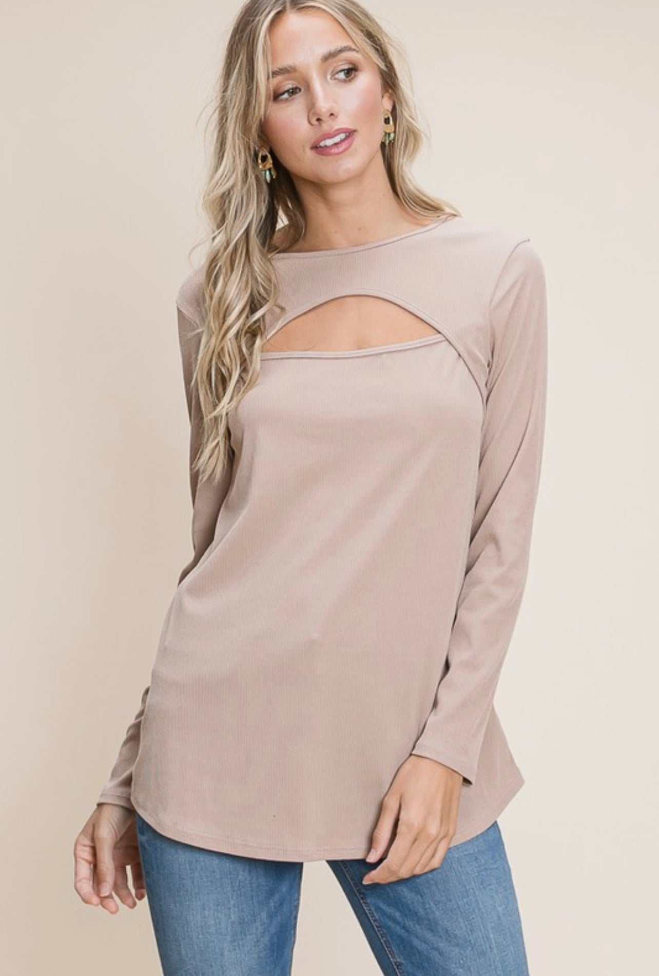 Long Sleeve Key Hole Top