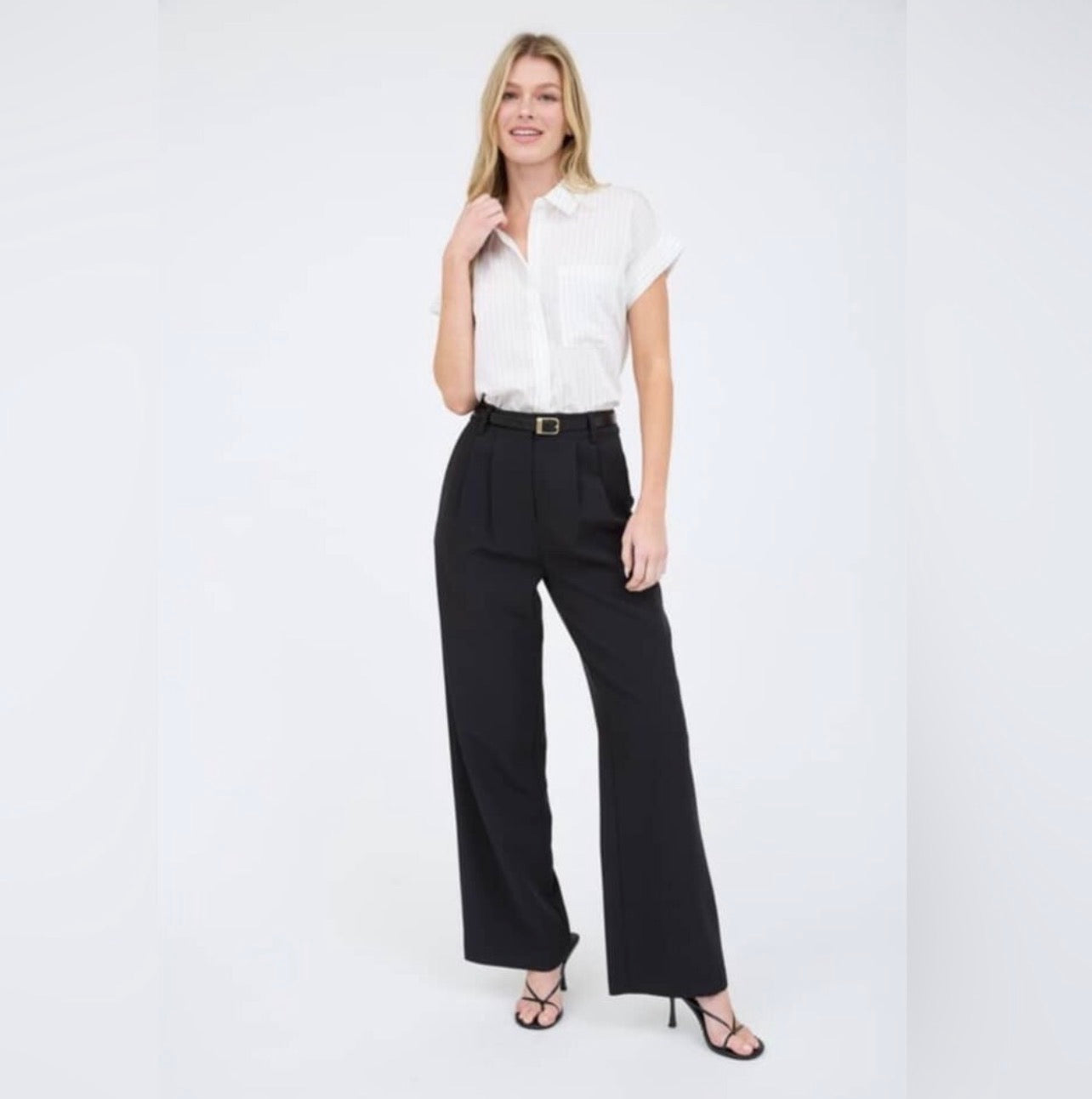 Classic Pinstripe Collared Top