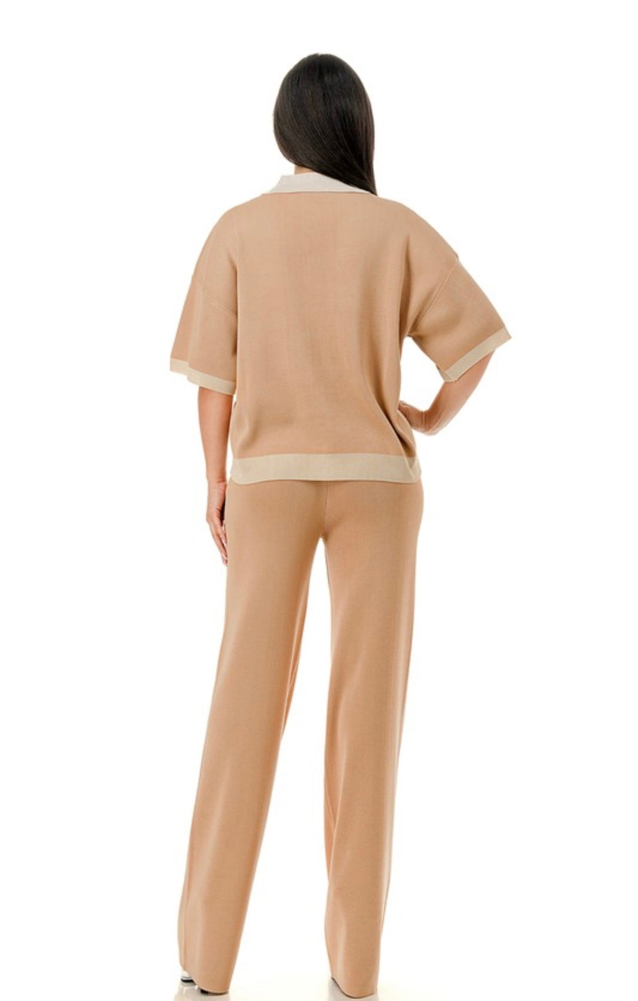 Collared, baggy, loungewear, set khaki and almond ￼