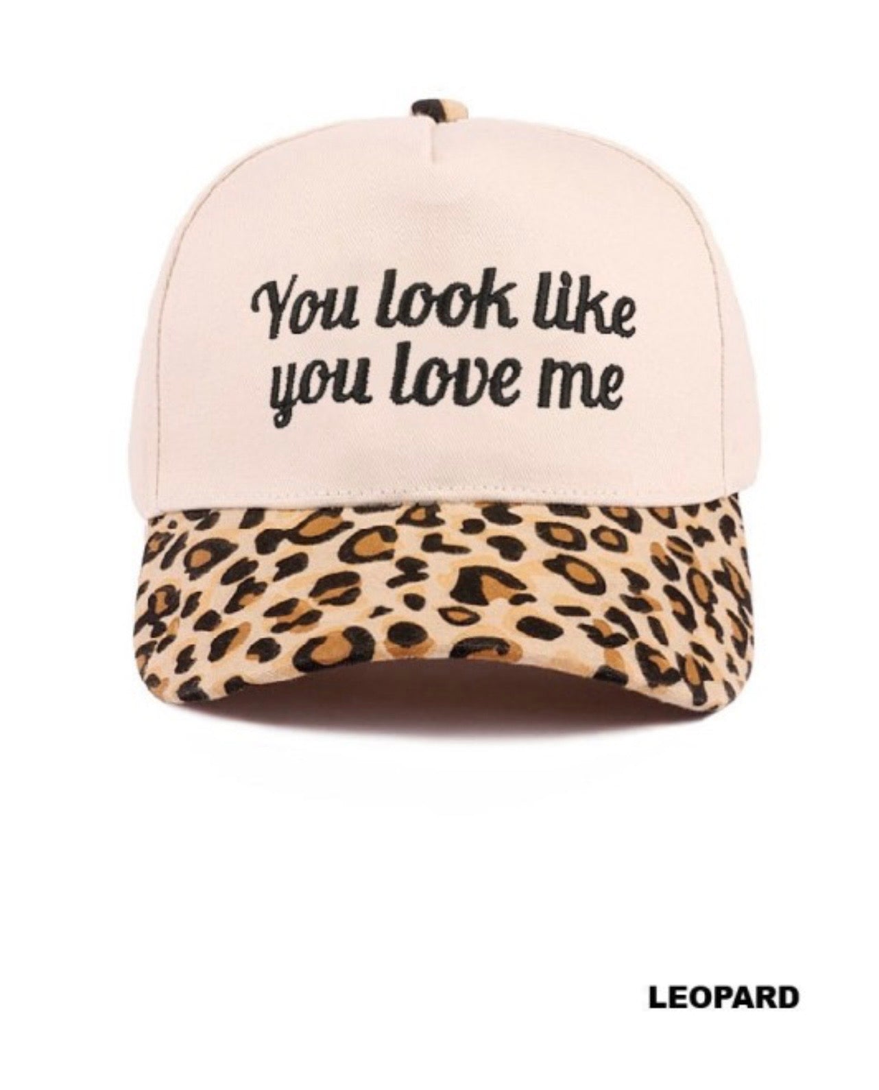 Canvas Cotton Cap “You Look Like You Love Me” Leopard
