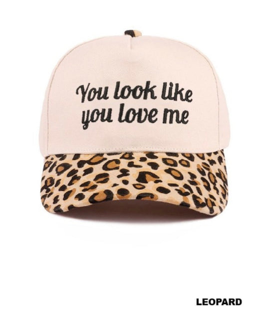 Canvas Cotton Cap “You Look Like You Love Me” Leopard
