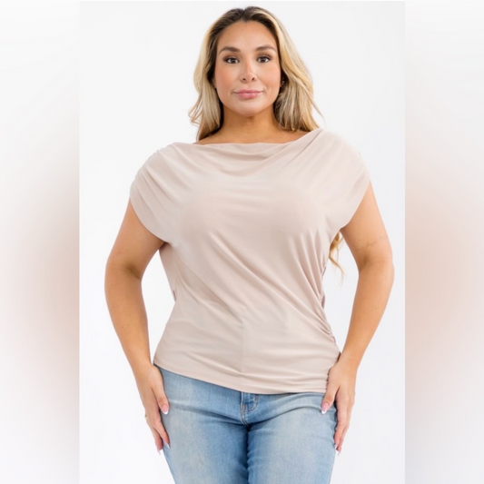 Cold Shoulder Taupe Top