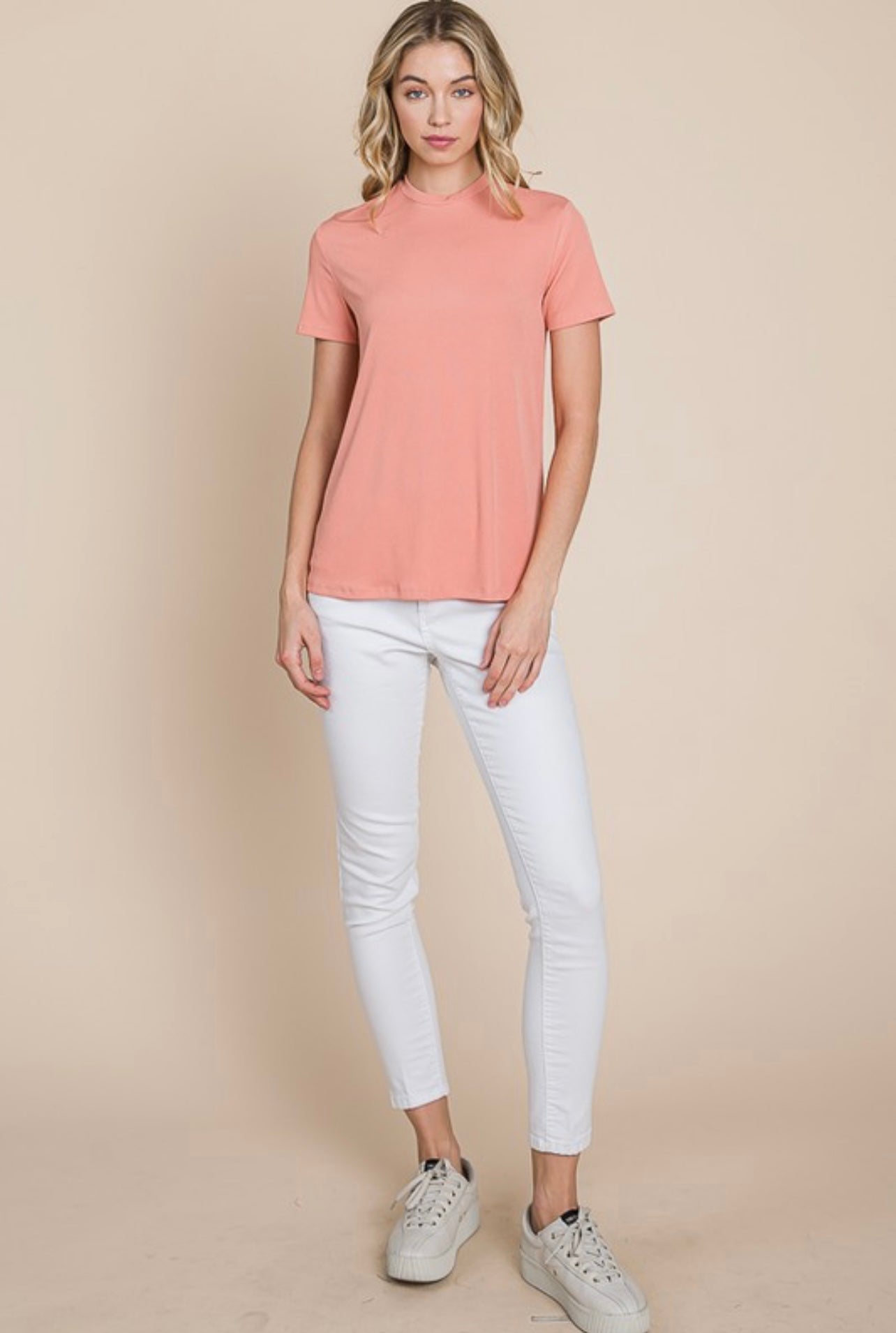 Coral Ribbed Knit Top