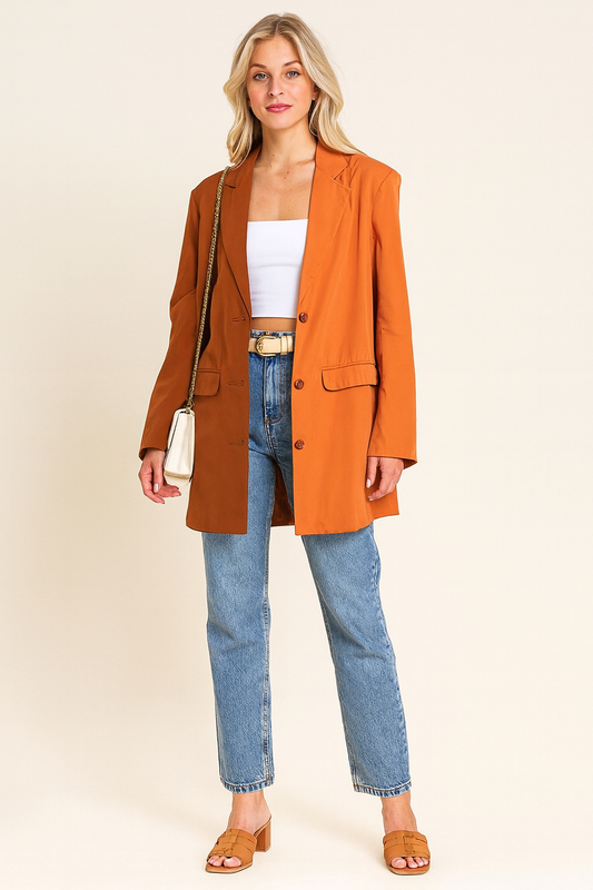 Two Tone Rust and Orange Blazer Jacket